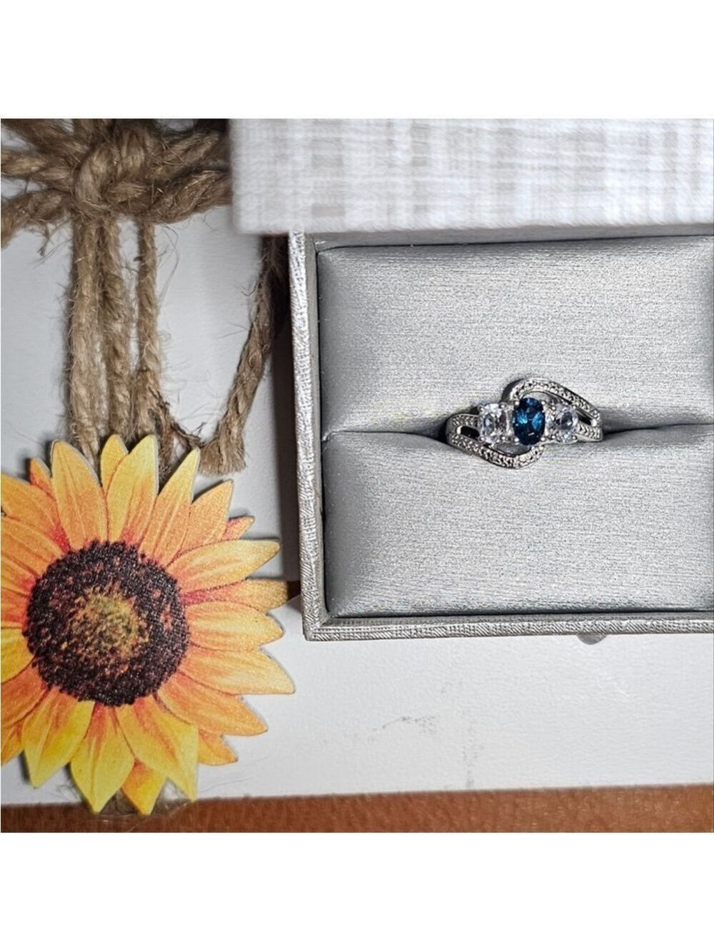 London Blue Topaz White Sapphire Diamond Ring